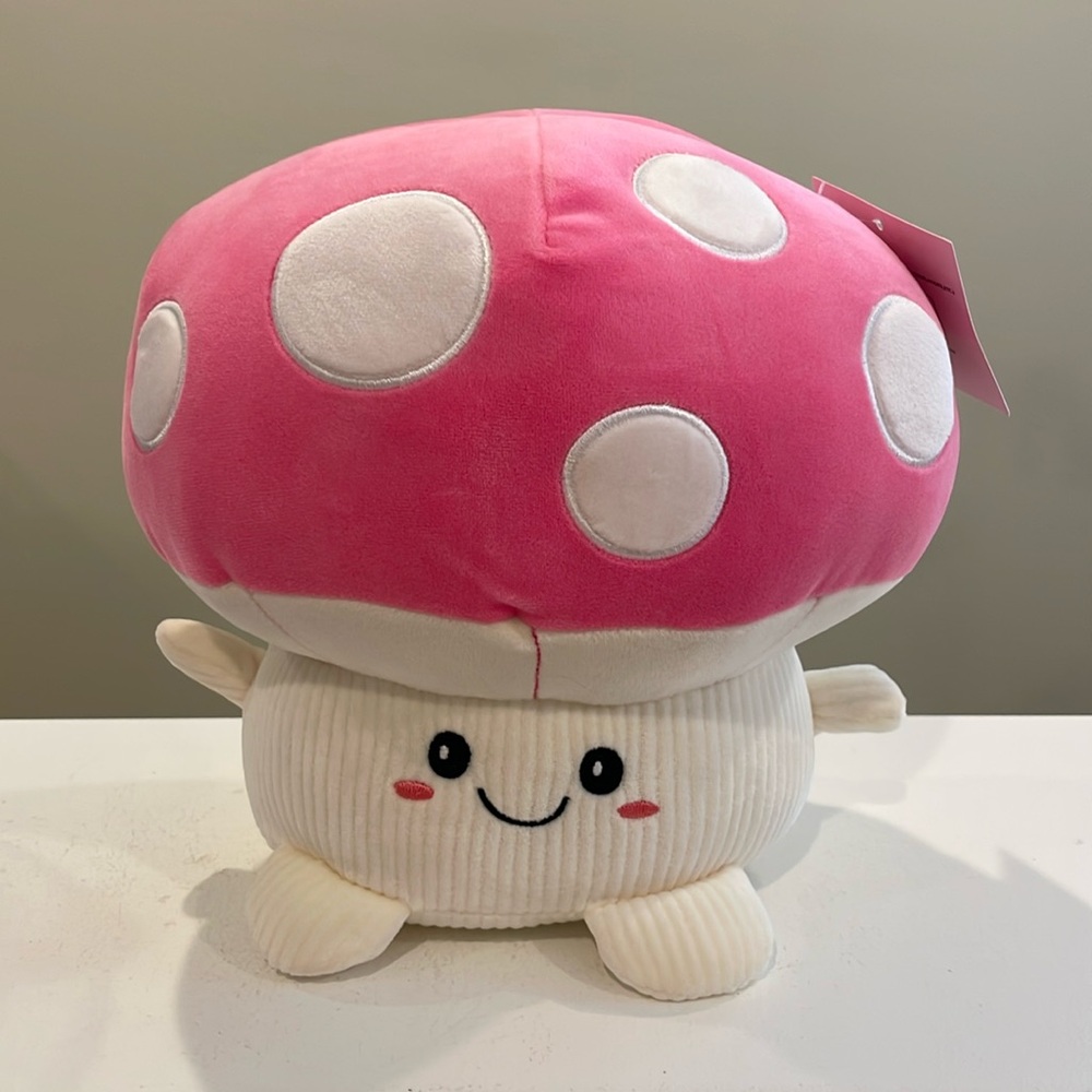 NWT 9” Smoochy Pals Pink Mushroom Squishy Plush by Linzy Toys